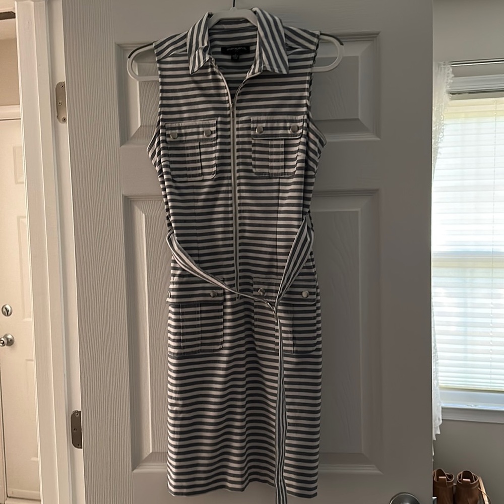Grey and white stripped dress